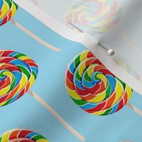 whirly pops -  OG on blue - lollipop fabric