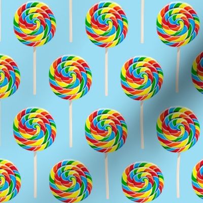 whirly pops -  OG on blue - lollipop fabric