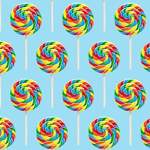 whirly pops -  OG on blue - lollipop fabric