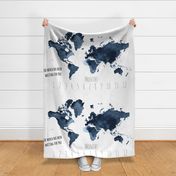 World Adventure Navy Baby Milestone Blanket Fabric
