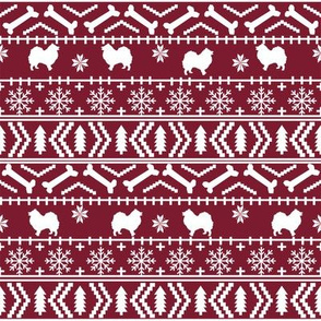 japanese spitz fair isle silhouette christmas fabric pattern ruby