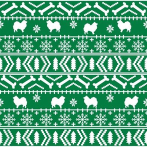 japanese_spitz fair isle silhouette christmas fabric pattern green
