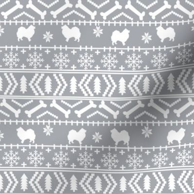 japanese spitz fair isle silhouette christmas fabric pattern grey