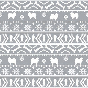 japanese spitz fair isle silhouette christmas fabric pattern grey