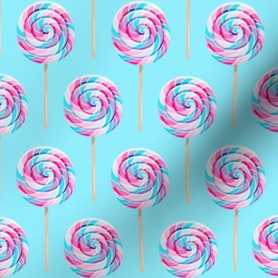 whirly pops - purple and blue on blue - lollipop fabric