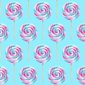 whirly pops - purple and blue on blue - lollipop fabric