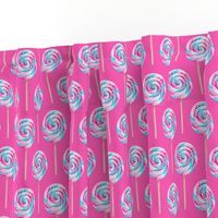 whirly pops - purple and blue on pink - lollipop fabric