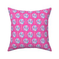 whirly pops - purple and blue on pink - lollipop fabric