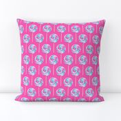 whirly pops - purple and blue on pink - lollipop fabric