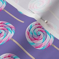whirly pops - purple and blue on purple - lollipop fabric