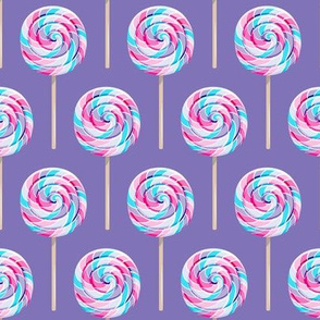 whirly pops - purple and blue on purple - lollipop fabric