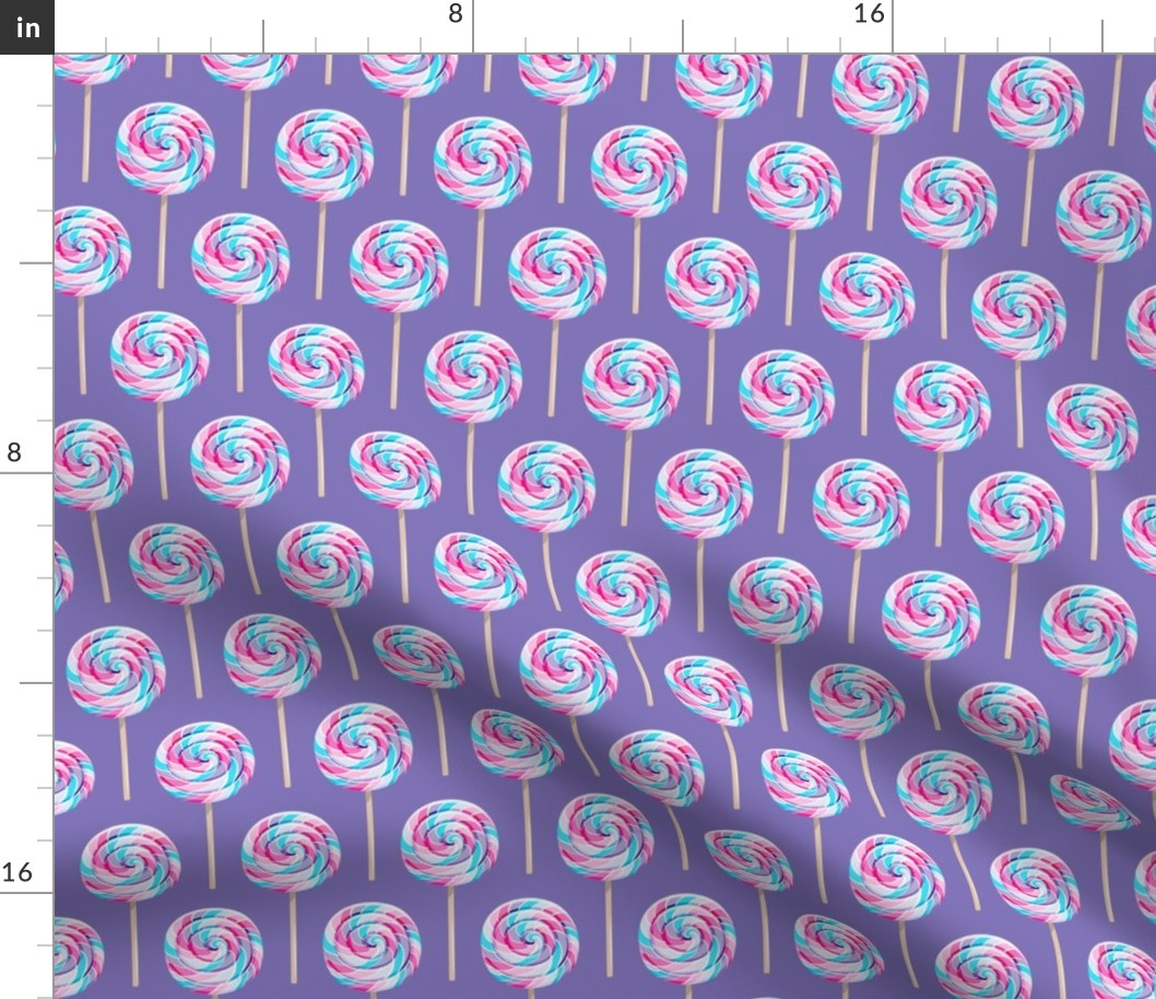 whirly pops - purple and blue on purple - lollipop fabric