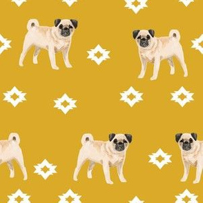 pug dog breed watercolor pet fabric popular dog lover gifts for pugs yellow