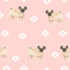 pug dog breed watercolor pet fabric popular dog lover gifts for pugs pink