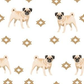 pug dog breed watercolor pet fabric popular dog lover gifts for pugs white