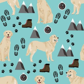 golden retriever dog fabric hiking and dogs design