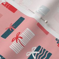 Christmas gifts in pink and green