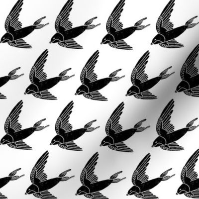 swallow // woodland bird nature animal swallows nursery fabric black and white