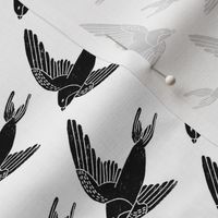 swallow // woodland bird nature animal swallows nursery fabric black and white