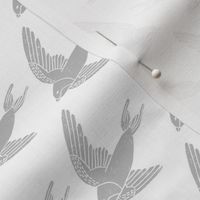swallow // woodland bird nature animal swallows nursery fabric grey