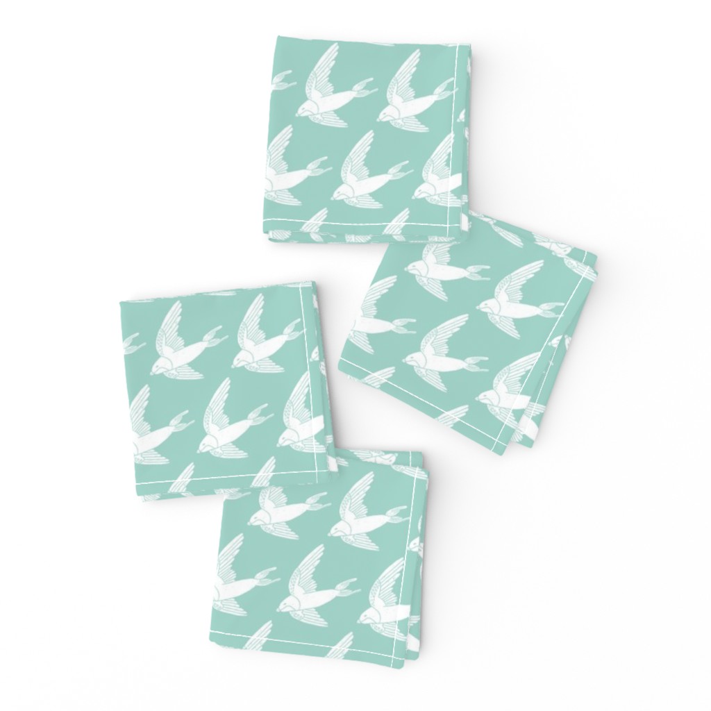 swallow // woodland bird nature animal swallows nursery fabric mint
