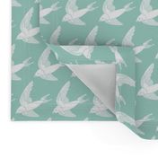 swallow // woodland bird nature animal swallows nursery fabric mint