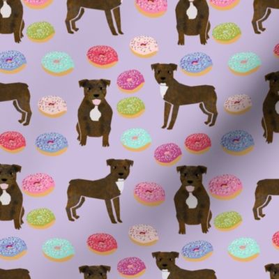 brindle pitbull fabric cute pittys and donuts design - purple