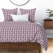 brindle pitbull fabric cute pittys and donuts design - purple