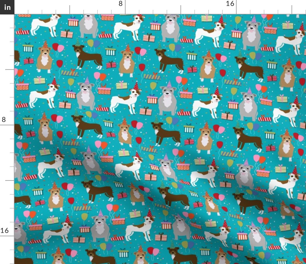 pitbull birthday party fabric cute pitbulls design