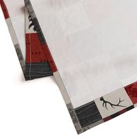 Adventure Awaits Quilt- Red, Black, Taupe, Cream - Rotated