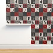 Adventure Awaits Quilt- Red, Black, Taupe, Cream - Rotated