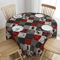 Adventure Awaits Quilt- Red, Black, Taupe, Cream - Rotated