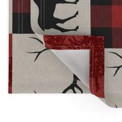 Adventure Awaits Quilt- Red, Black, Taupe, Cream - Rotated