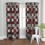 Adventure Awaits Quilt- Red, Black, Taupe, Cream - Rotated