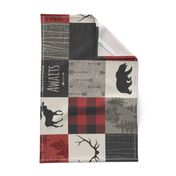 Adventure Awaits Quilt- Red, Black, Taupe, Cream - Rotated