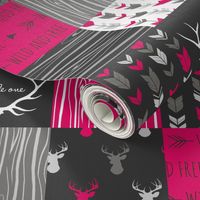 3” Patchwork Deer - Fuchsia, Black, grey - 