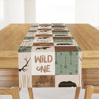 Wild One Quilt - green and brown - bear,  moose, deer, antlers, hunter