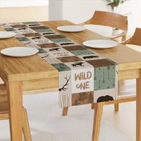 Wild One Quilt - green and brown - bear,  moose, deer, antlers, hunter