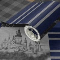 Witches and Wizards- Bronze, Navy and Royal Blue and Grey - Raven- Castles - Brooms