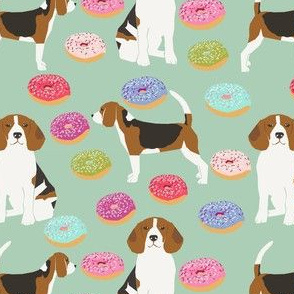 beagle donut fabric cute beagles and donuts design - mint