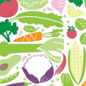 Veggies pattern matching "Let food be thy medicine tea towel"