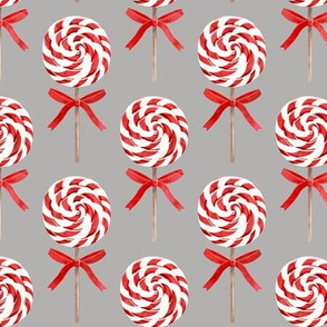 whirly pop - Christmas red and white on grey