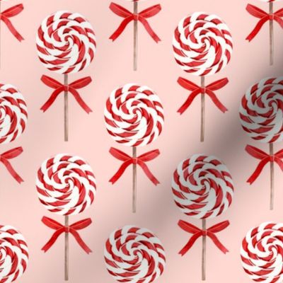 whirly pop - Christmas red and white on rose