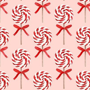 whirly pop - Christmas red and white on rose