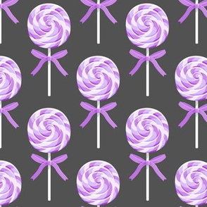 whirly pop - purple on grey - lollipop fabric