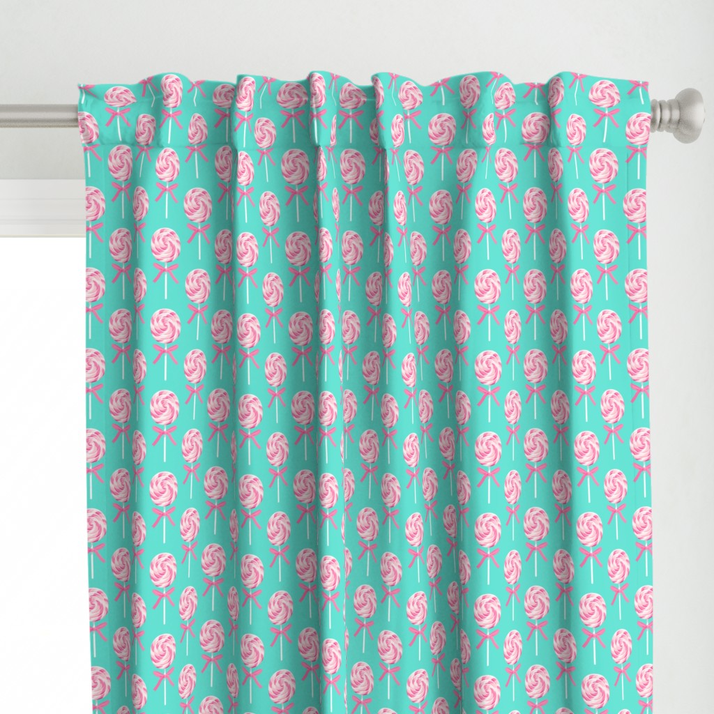 whirly pop - pink on blue - lollipop fabric