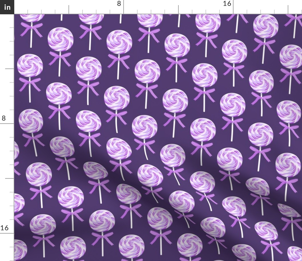 whirly pop -purple on purple- lollipop fabric