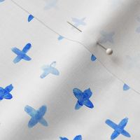 Watercolor blue crosses