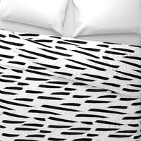 Paintbrush Stripes - Black on White - Large Scale