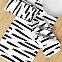 Paintbrush Stripes - Black on White - Large Scale